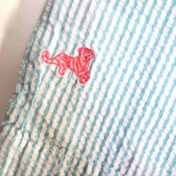 Lilly Pulitzer Blue Seersucker Tiger Pants Girls PERFECT SHAPE SZ 7 - Picture 3 of 5